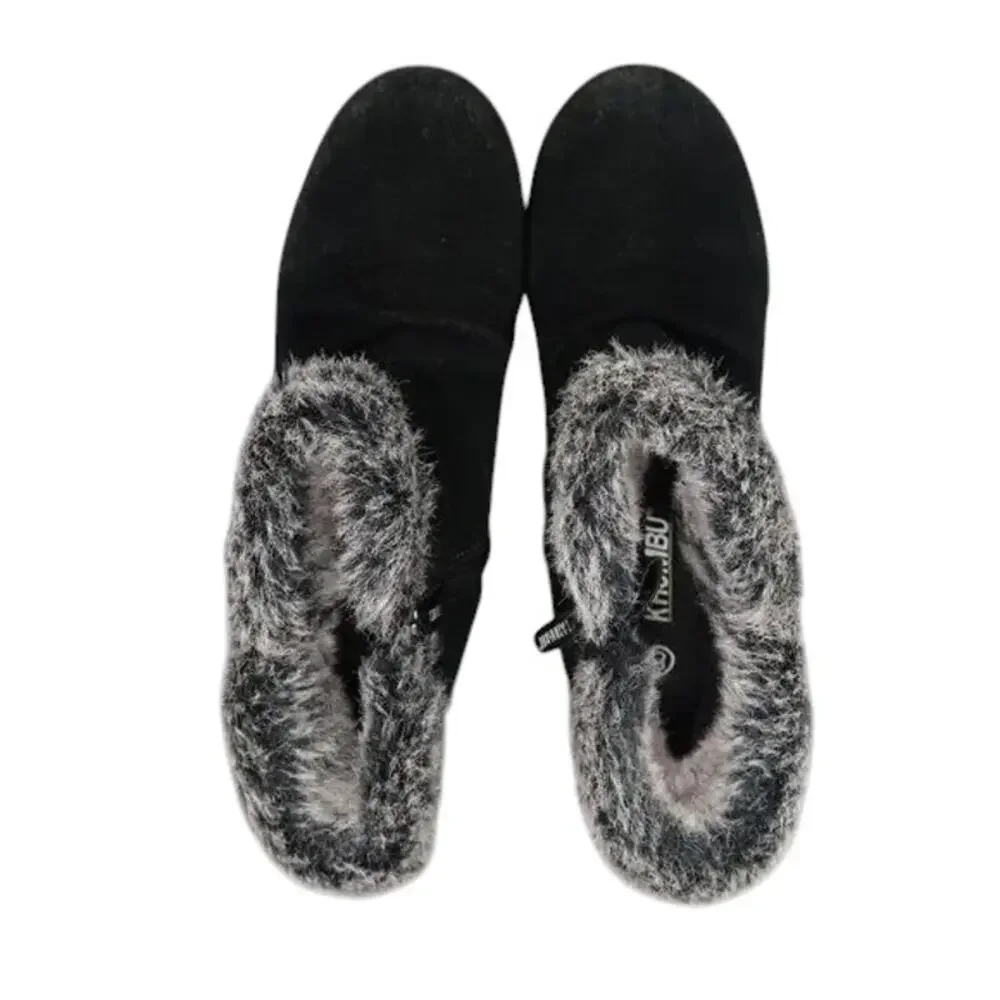 Khombu Shoes Womens 8 Boots Winter Leather Faux Fur Lisa Classic Comfort Black